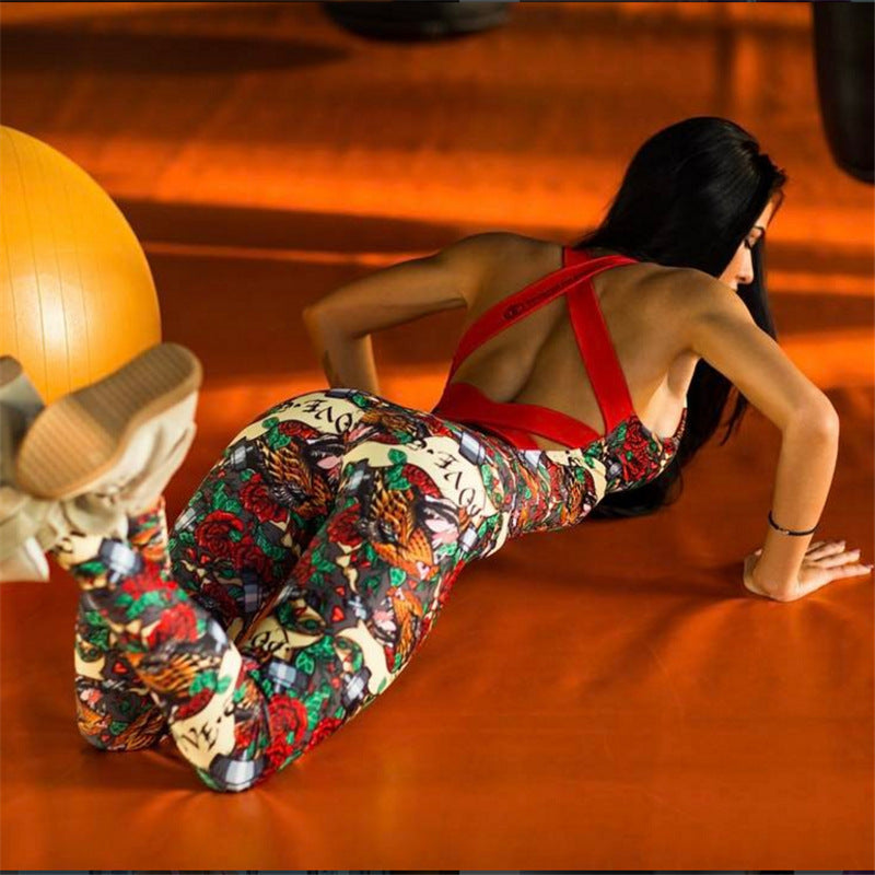Printed jumpsuit yoga suit - L&M LIFE PRODUCTS