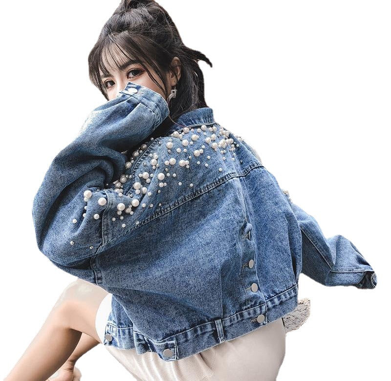 2023 Spring, Autumn And Winter New Style Denim Jacket For Female Students, Loose Short Short And Small Beaded Top. - L&M LIFE PRODUCTS