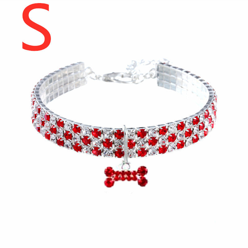Three-row Elastic Pet Pendant Rhinestone Collar - L&M LIFE PRODUCTS