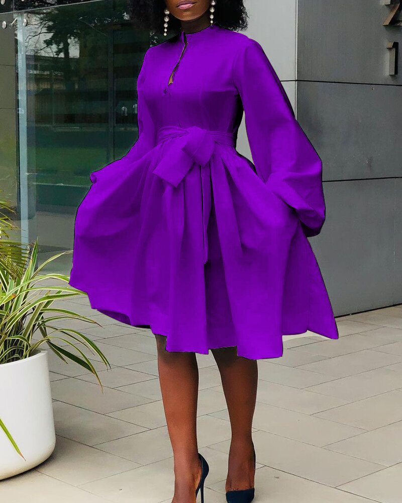 Plus Size Fashion Casual Solid Color Lantern Sleeve Tutu Skirt - L&M LIFE PRODUCTS