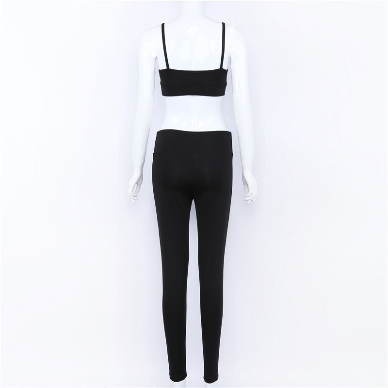 Yoga Set New Solid Crop Top Long Pant Athleisure Women Suit Gym Sports BraLegging Two Piece Set Sportswear - L&M LIFE PRODUCTS