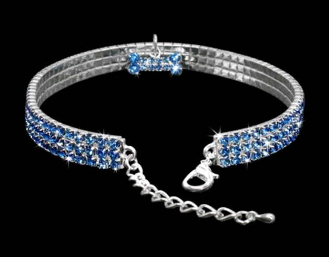 Three-row Elastic Pet Pendant Rhinestone Collar - L&M LIFE PRODUCTS
