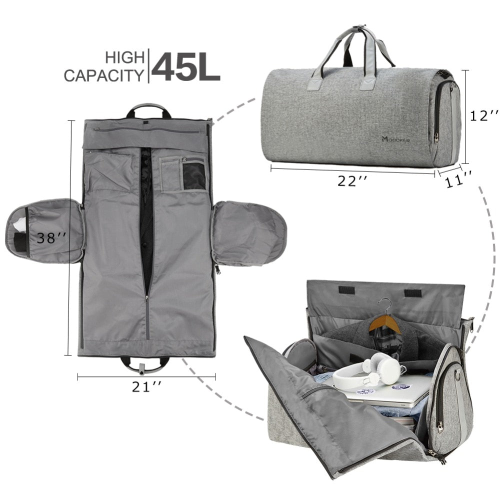 Travel Garment Bag with Shoulder Strap Duffel Bag Carry on Hanging Suitcase Clothing Business Bag Multiple Pockets - L&M LIFE PRODUCTS