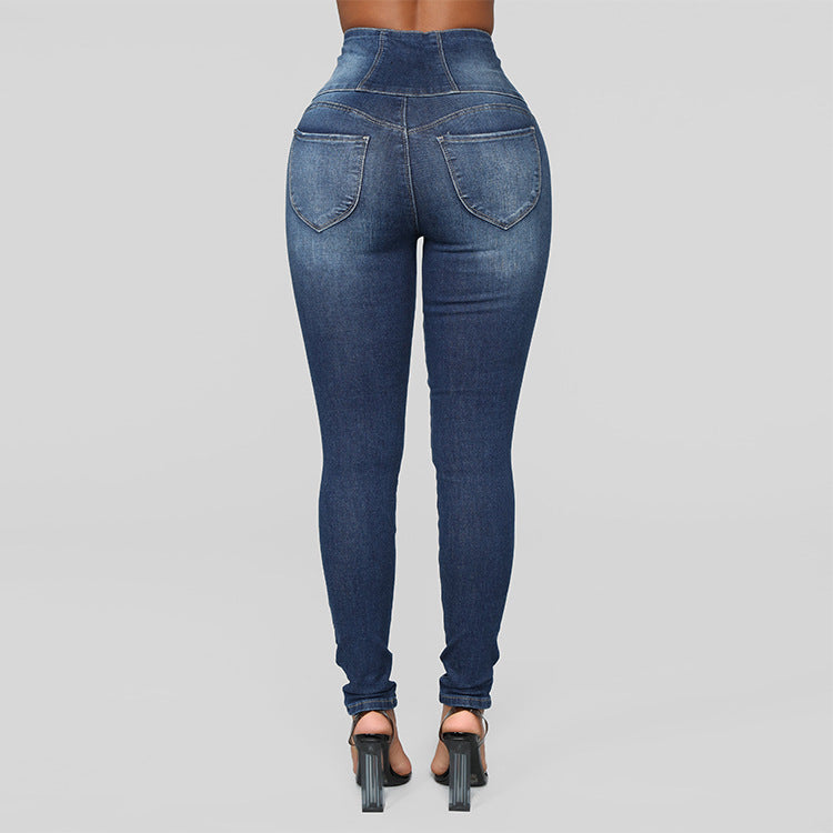 European And American Women's High Waist Slim Jeans Women - L&M LIFE PRODUCTS