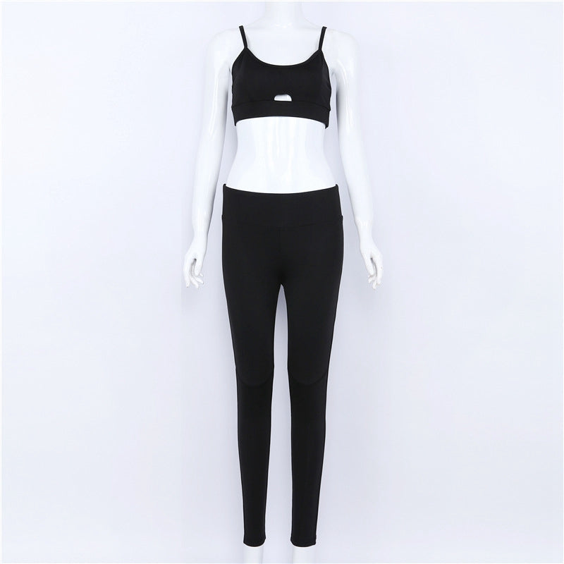 Yoga Set New Solid Crop Top Long Pant Athleisure Women Suit Gym Sports BraLegging Two Piece Set Sportswear - L&M LIFE PRODUCTS