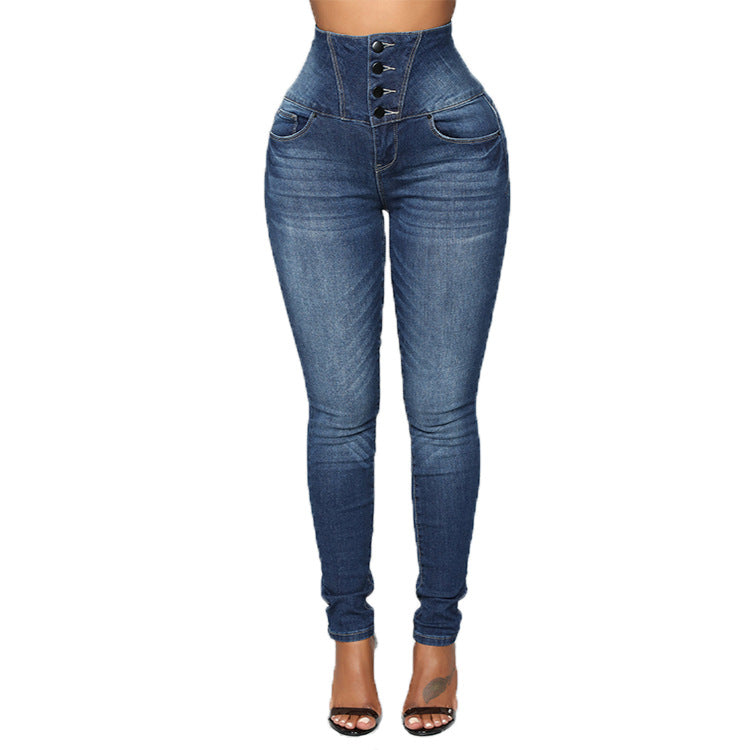 European And American Women's High Waist Slim Jeans Women - L&M LIFE PRODUCTS
