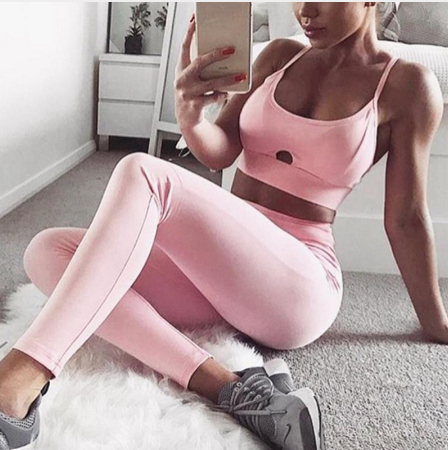Yoga Set New Solid Crop Top Long Pant Athleisure Women Suit Gym Sports BraLegging Two Piece Set Sportswear - L&M LIFE PRODUCTS