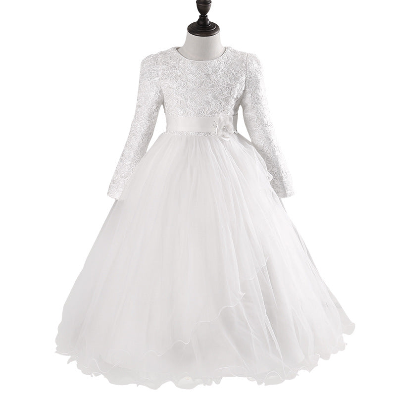 Long Sleeve Wedding Princess Dress Girls Dress Children Dress Skirt Piano Flower Girl Dress Female Qiu Dongkuan - L&M LIFE PRODUCTS