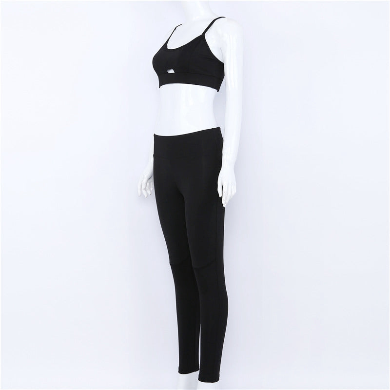 Yoga Set New Solid Crop Top Long Pant Athleisure Women Suit Gym Sports BraLegging Two Piece Set Sportswear - L&M LIFE PRODUCTS