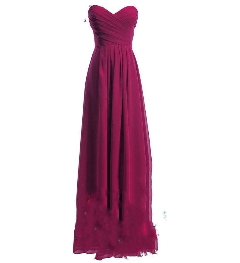 Evening Dress New Tube Top Bridesmaid Group Wedding Long Slim Slimming Straps - L&M LIFE PRODUCTS