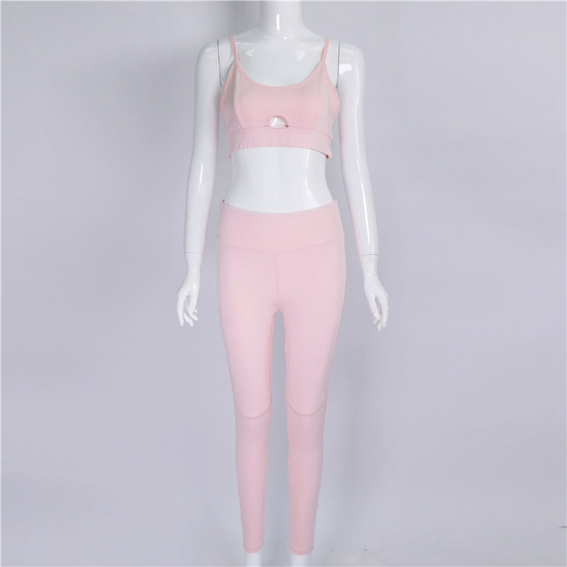 Yoga Set New Solid Crop Top Long Pant Athleisure Women Suit Gym Sports BraLegging Two Piece Set Sportswear - L&M LIFE PRODUCTS