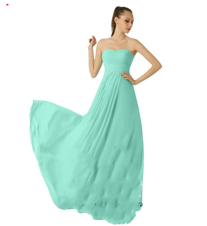 Evening Dress New Tube Top Bridesmaid Group Wedding Long Slim Slimming Straps - L&M LIFE PRODUCTS