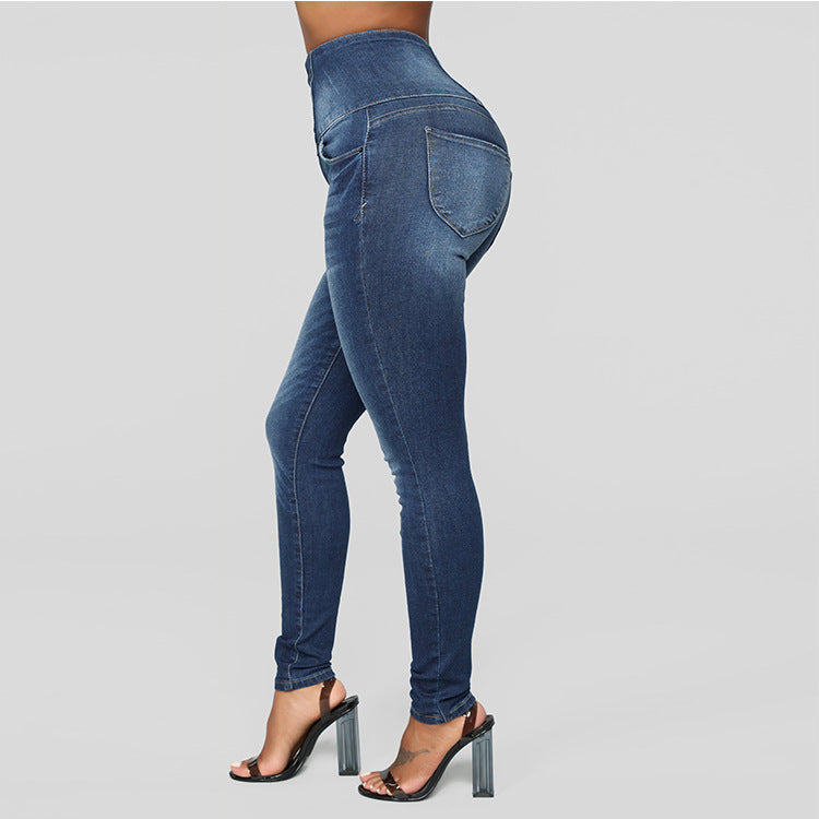 European And American Women's High Waist Slim Jeans Women - L&M LIFE PRODUCTS