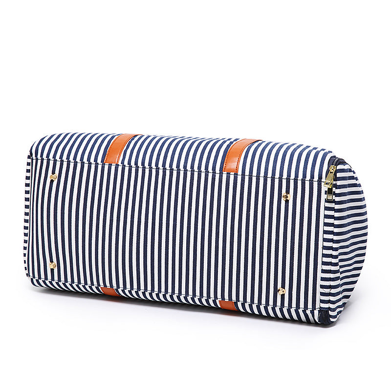 New Fashion Stripe Contrast Color and Leather Canvas Big Bag - L&M LIFE PRODUCTS