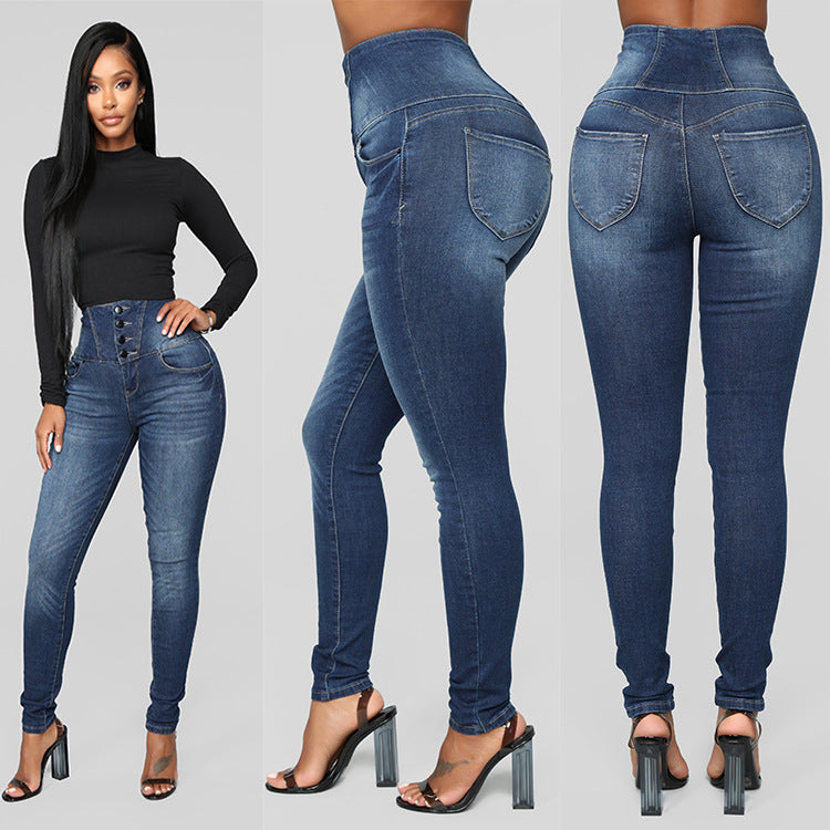 European And American Women's High Waist Slim Jeans Women - L&M LIFE PRODUCTS
