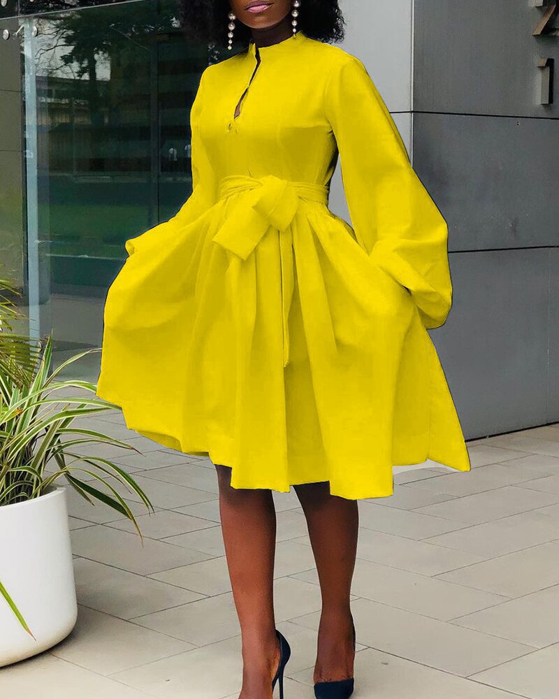 Plus Size Fashion Casual Solid Color Lantern Sleeve Tutu Skirt - L&M LIFE PRODUCTS