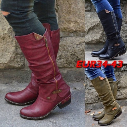 Winter Women's Casual Women's Leather Boots Side Zipper Martin Boots