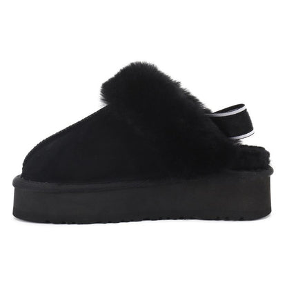 Furry Slippers With Thick-soled Snow Toe Caps And Non-slip