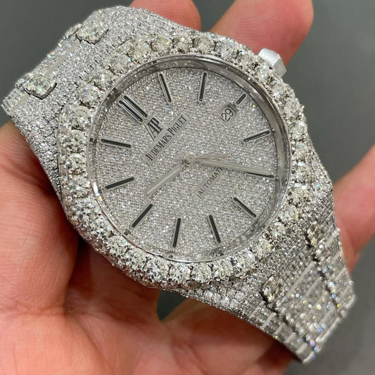 AP -Inspired 1:1 Iced Out Watch | White Dial | Lab Diamond Edition