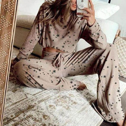 Women Printed Long-Sleeved Home Service Suit Pajamas