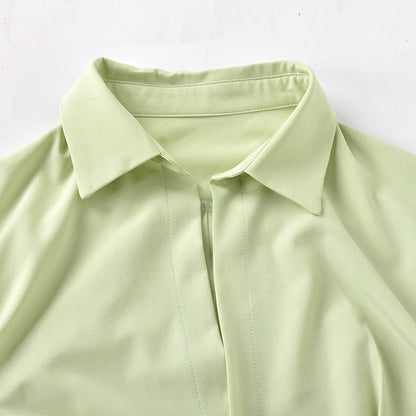 Solid Color Sexy Pleated Shirt Dress Women - L&M LIFE PRODUCTS