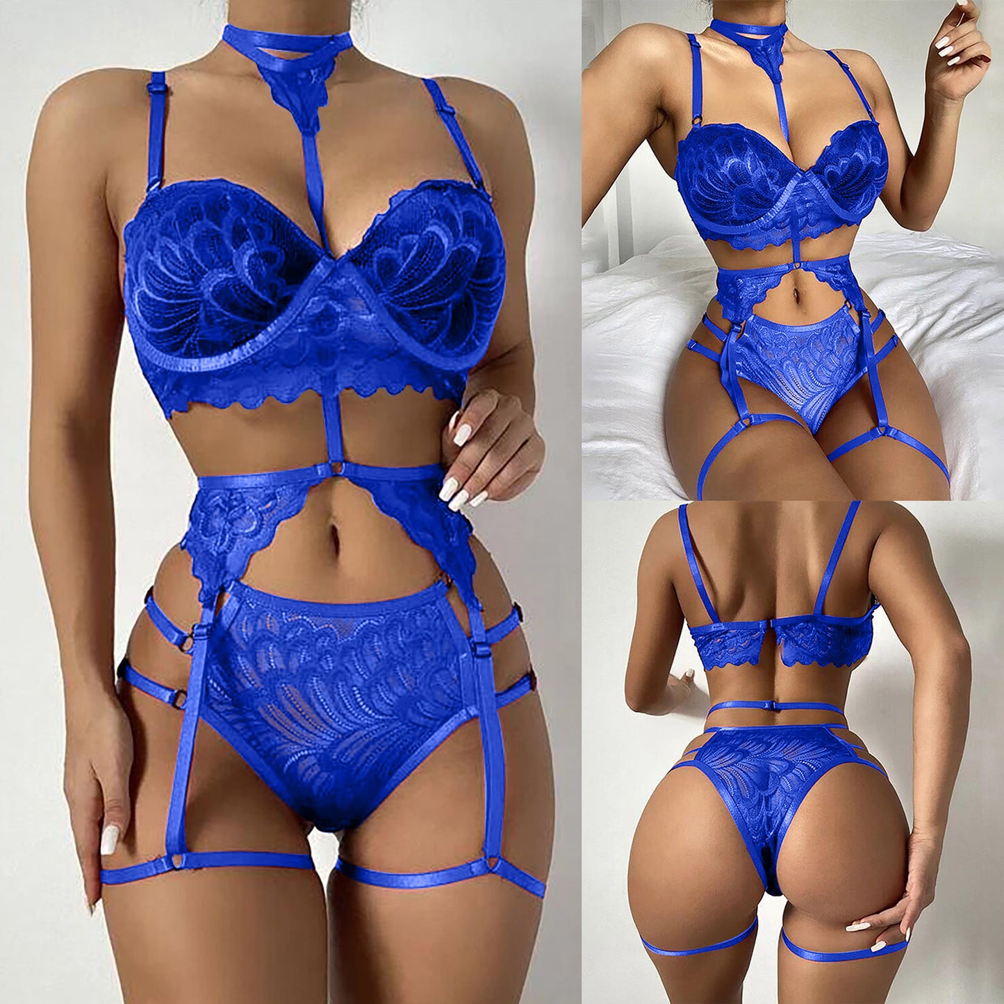 Ladies Sexy Suspenders Sequined Silver Silk Nightdress Sexy Lingerie - L&M LIFE PRODUCTS