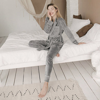 Ladies Homewear Long Sleeve Nightgown Set - L&M LIFE PRODUCTS