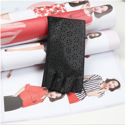 Women's Faux Leather Performance Half Finger Gloves - L&M LIFE PRODUCTS