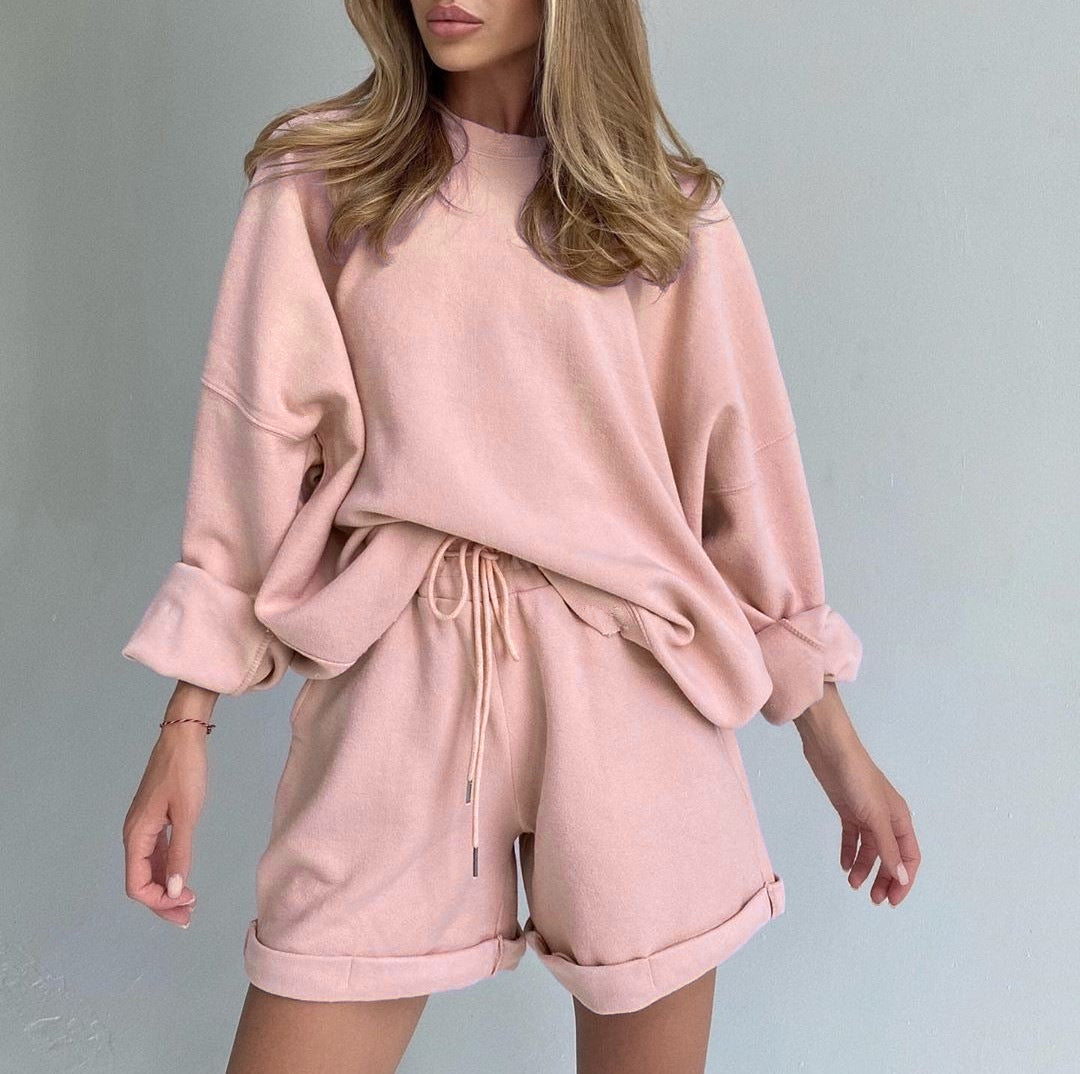 Two-Piece Suit Of Round Neck Top And Loose Shorts - L&M LIFE PRODUCTS