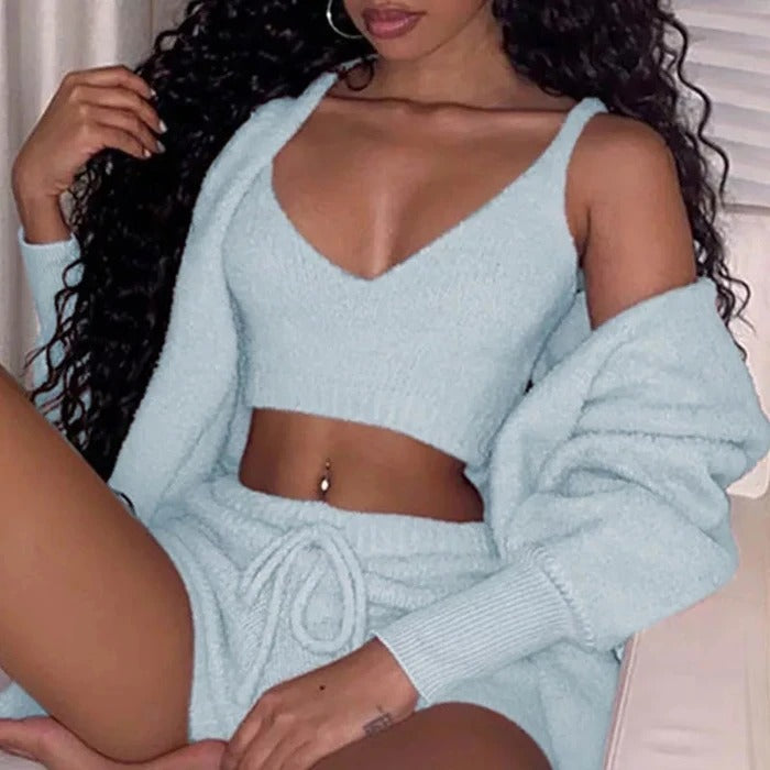 Long Sleeve Crop Tank Top Shorts Pajama Set - L&M LIFE PRODUCTS