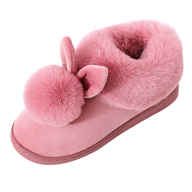 Autumn Winter Cotton Slippers Fur Rabbit Home Warm Thick Bottom Indoor Cotton Shoes Womens Slippers Cute Fluffy Cat Slippers - L&M LIFE PRODUCTS