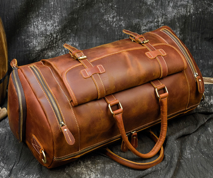 Retro Crazy Horse Leather Men's Travel Bag - L&M LIFE PRODUCTS