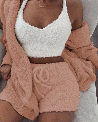 Long Sleeve Crop Tank Top Shorts Pajama Set - L&M LIFE PRODUCTS