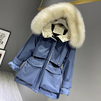 Fashion Hooded Faux Fur Collar Women's Clothing Big Pocket Down Jacket Female Winter Coat Woman - L&M LIFE PRODUCTS