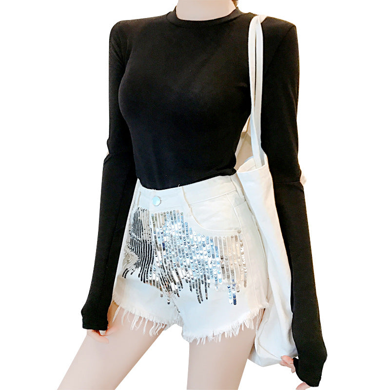 Gold glittered sequined wide-leg shorts - L&M LIFE PRODUCTS