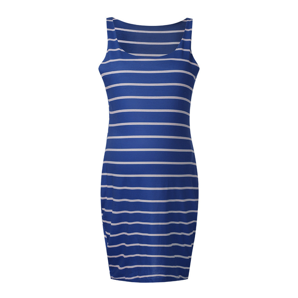 Striped Maternity Vest Dress - L&M LIFE PRODUCTS