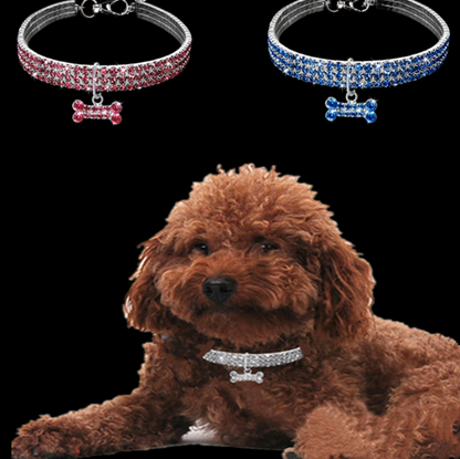 Three-row Elastic Pet Pendant Rhinestone Collar - L&M LIFE PRODUCTS