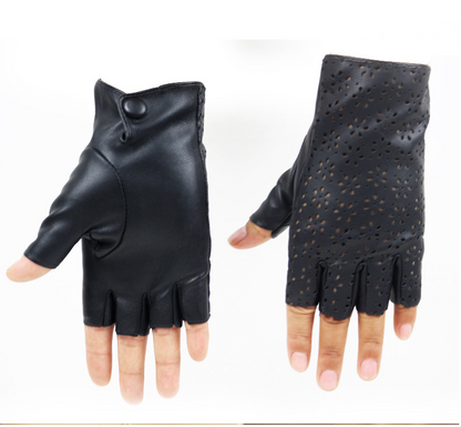 Women's Faux Leather Performance Half Finger Gloves - L&M LIFE PRODUCTS