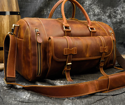 Retro Crazy Horse Leather Men's Travel Bag - L&M LIFE PRODUCTS