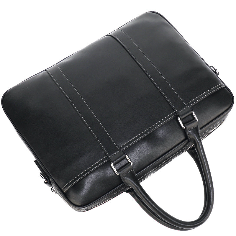 Men's leather portable briefcase file package - L&M LIFE PRODUCTS