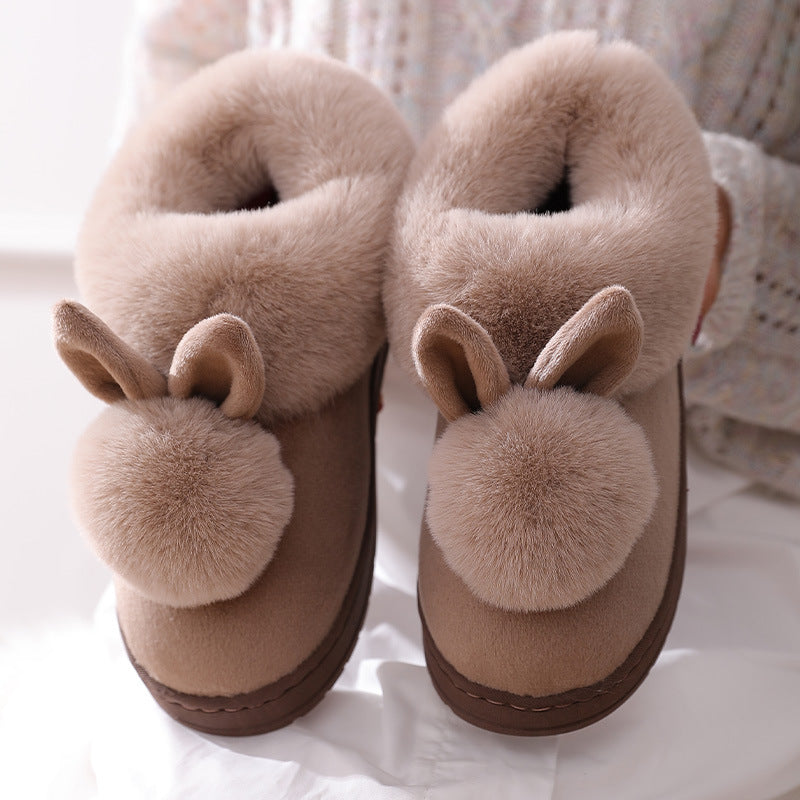 Autumn Winter Cotton Slippers Fur Rabbit Home Warm Thick Bottom Indoor Cotton Shoes Womens Slippers Cute Fluffy Cat Slippers - L&M LIFE PRODUCTS