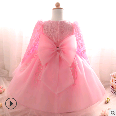 Long-sleeved girls dress rose children's wedding dress skirt - L&M LIFE PRODUCTS