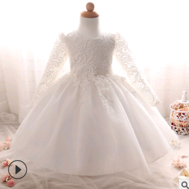 Long-sleeved girls dress rose children's wedding dress skirt - L&M LIFE PRODUCTS