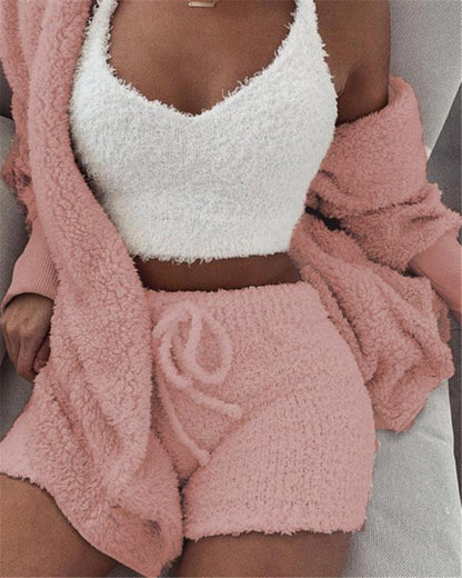Long Sleeve Crop Tank Top Shorts Pajama Set - L&M LIFE PRODUCTS