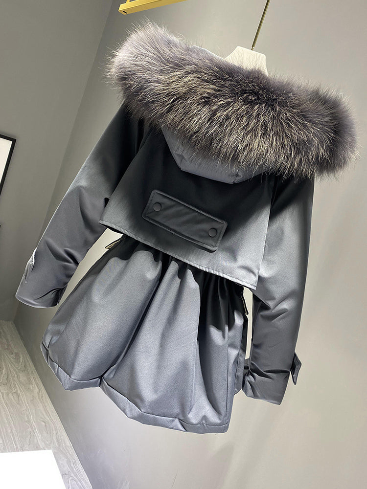 Fashion Hooded Faux Fur Collar Women's Clothing Big Pocket Down Jacket Female Winter Coat Woman - L&M LIFE PRODUCTS