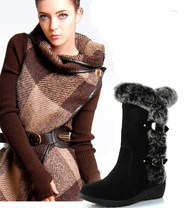 Snow Boots Mid-calf Faux Fur Plush Winter Women Boots - L&M LIFE PRODUCTS