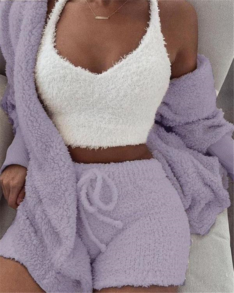 Long Sleeve Crop Tank Top Shorts Pajama Set - L&M LIFE PRODUCTS