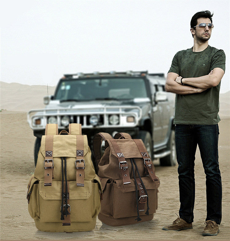 New Backpack Men's Backpack Large Capacity Canvas Bucket Bag Casual Men's Bag Travel Bag Primary and Secondary School Bags - L&M LIFE PRODUCTS