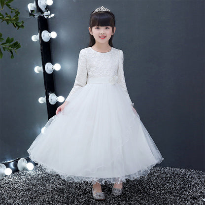 Long Sleeve Wedding Princess Dress Girls Dress Children Dress Skirt Piano Flower Girl Dress Female Qiu Dongkuan - L&M LIFE PRODUCTS