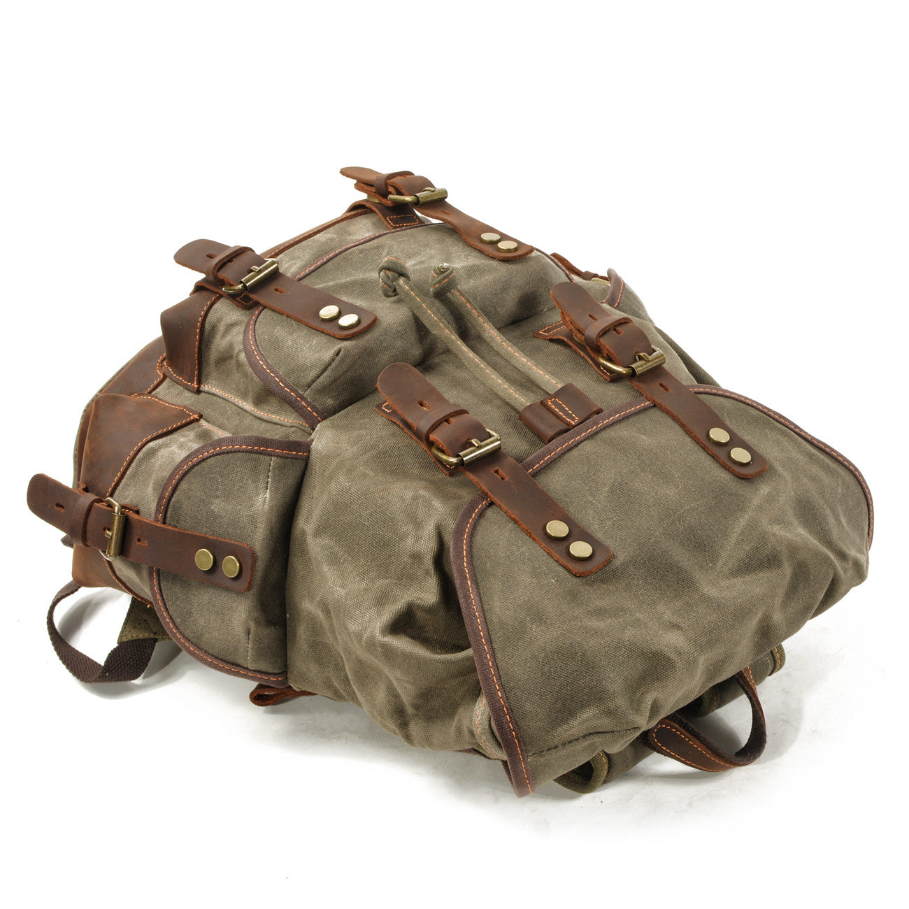 Canvas stitching leather mountaineering bag - L&M LIFE PRODUCTS